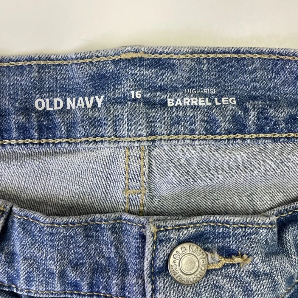 NEW Old Navy High-Rise Barrel Leg Jeans Light Wash Blue Womens 16 Tall - Picture 5 of 14